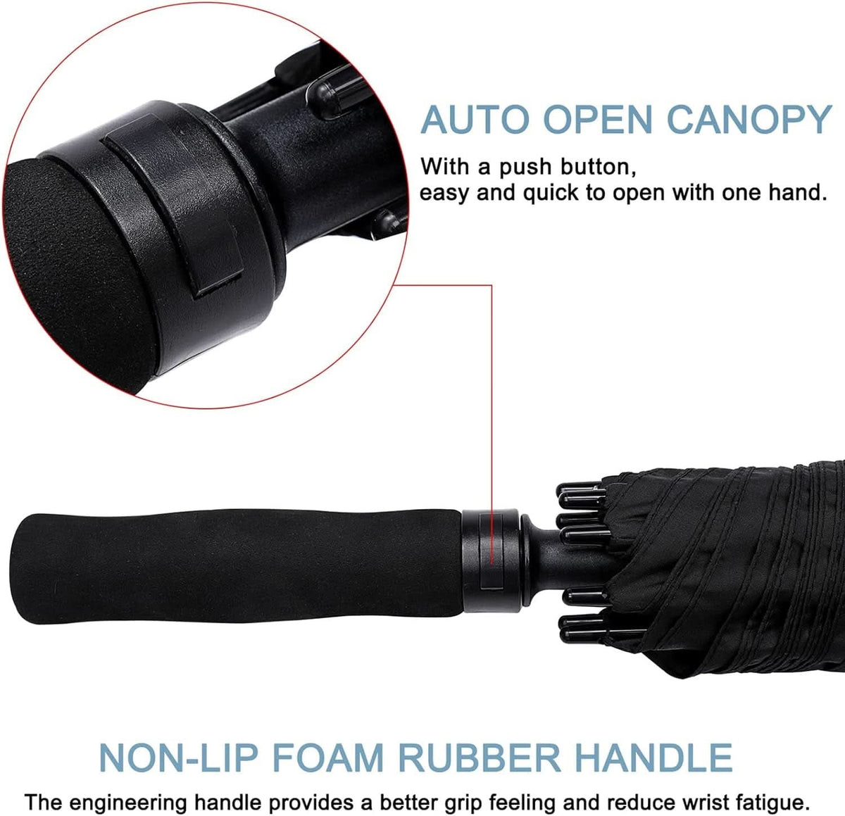 72 Inch Windproof Golf Umbrella Auto Open Double Canopy