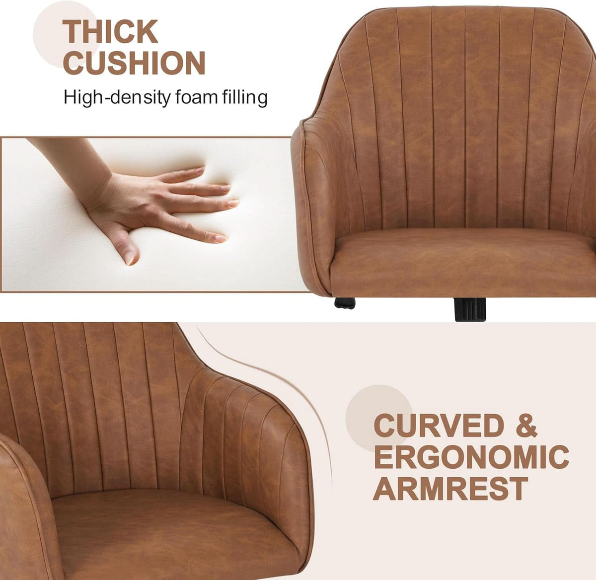 Height Adjustable Brown Ergonomic Office Desk Chair