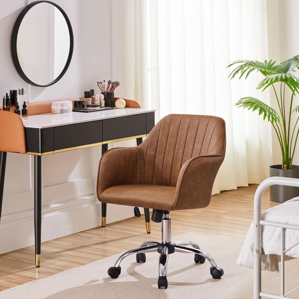Height Adjustable Brown Ergonomic Office Desk Chair